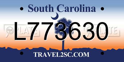 L773630 South Carolina License Plate