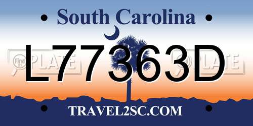 L77363D South Carolina License Plate