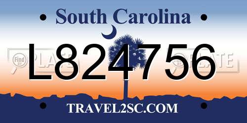 L824756 South Carolina License Plate