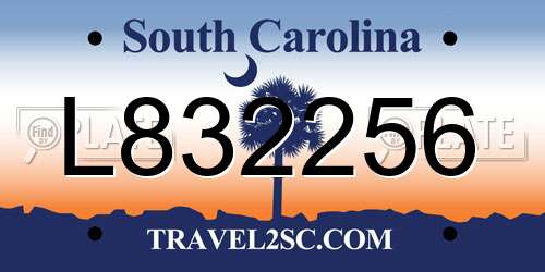 L832256 South Carolina License Plate