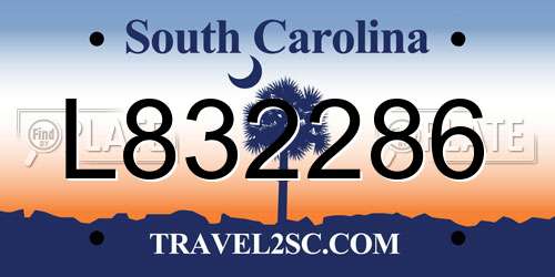 L832286 South Carolina License Plate