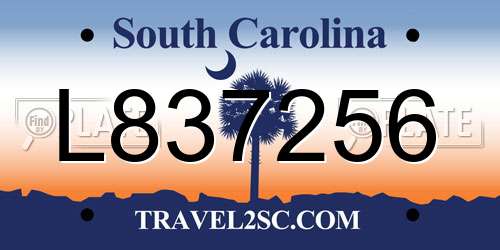 L837256 South Carolina License Plate