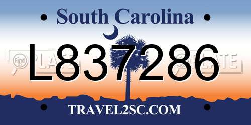 L837286 South Carolina License Plate