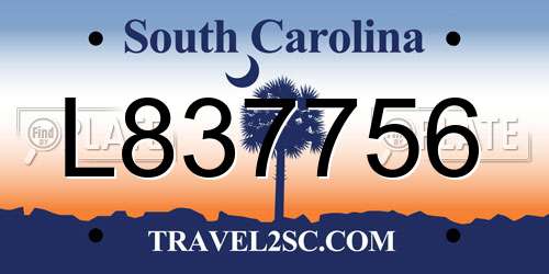 L837756 South Carolina License Plate