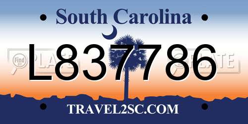 L837786 South Carolina License Plate