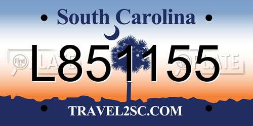 L851155 South Carolina License Plate