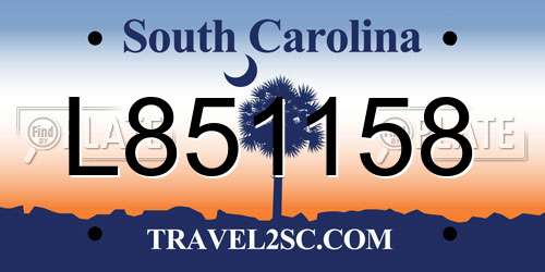 L851158 South Carolina License Plate