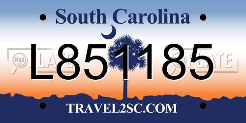 L851185 South Carolina License Plate