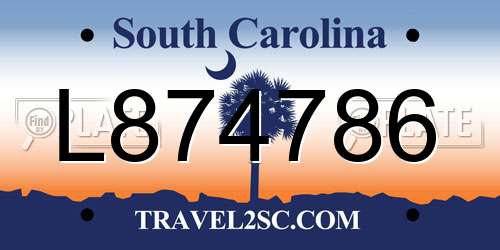 L874786 South Carolina License Plate
