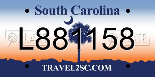 L881158 South Carolina License Plate