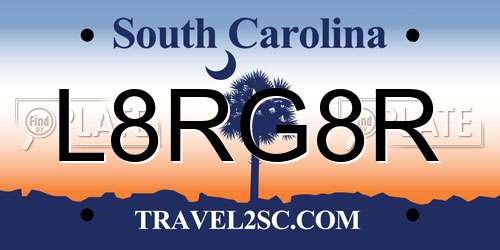 L8RG8R South Carolina License Plate