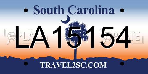 LA15154 South Carolina License Plate