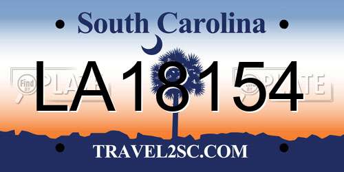 LA18154 South Carolina License Plate