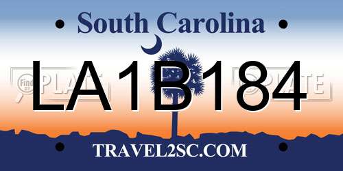 LA1B184 South Carolina License Plate