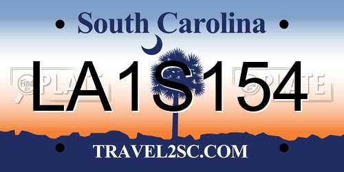 LA1S154 South Carolina License Plate