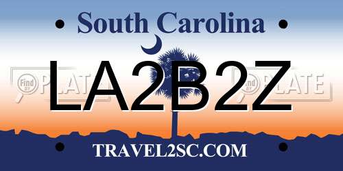 LA2B2Z South Carolina License Plate