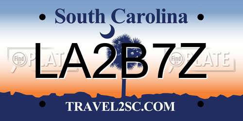 LA2B7Z South Carolina License Plate