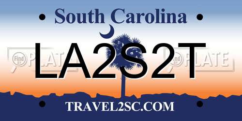 LA2S2T South Carolina License Plate