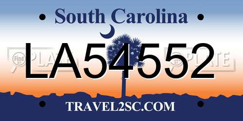 LA54552 South Carolina License Plate