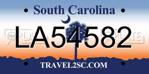 LA54582 South Carolina License Plate