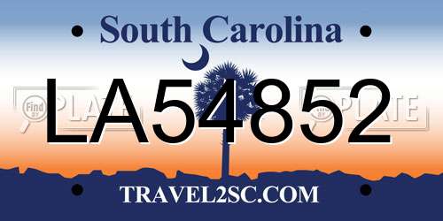 LA54852 South Carolina License Plate