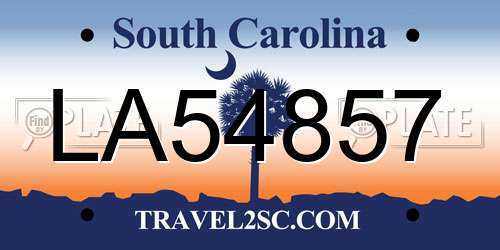 LA54857 South Carolina License Plate