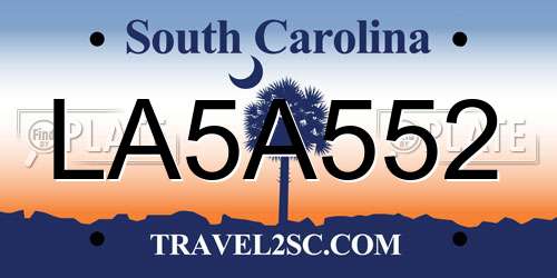 LA5A552 South Carolina License Plate