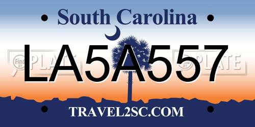 LA5A557 South Carolina License Plate