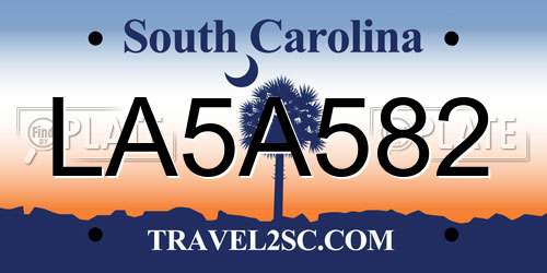 LA5A582 South Carolina License Plate