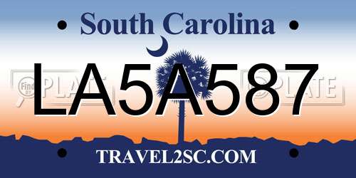 LA5A587 South Carolina License Plate