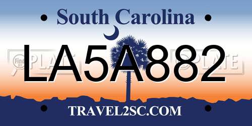 LA5A882 South Carolina License Plate