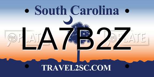 LA7B2Z South Carolina License Plate