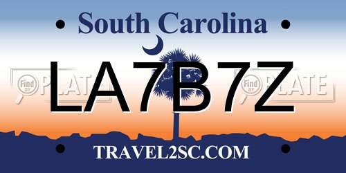 LA7B7Z South Carolina License Plate