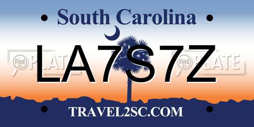 LA7S7Z South Carolina License Plate