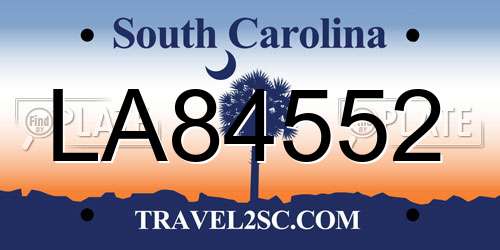 LA84552 South Carolina License Plate