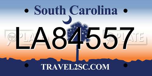 LA84557 South Carolina License Plate