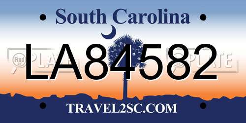 LA84582 South Carolina License Plate