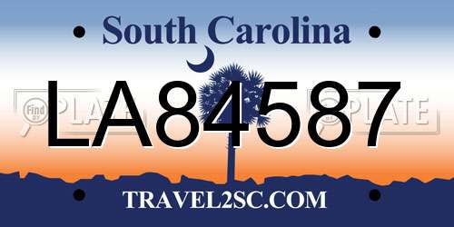 LA84587 South Carolina License Plate