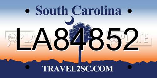 LA84852 South Carolina License Plate