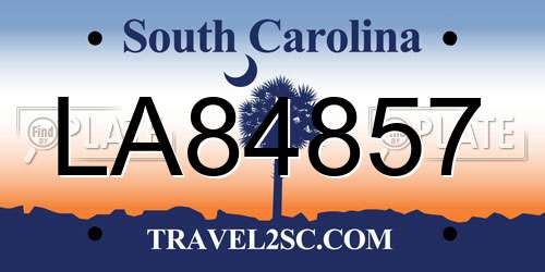 LA84857 South Carolina License Plate