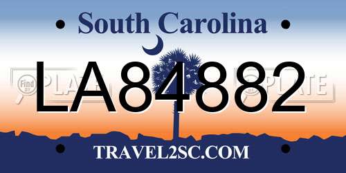 LA84882 South Carolina License Plate
