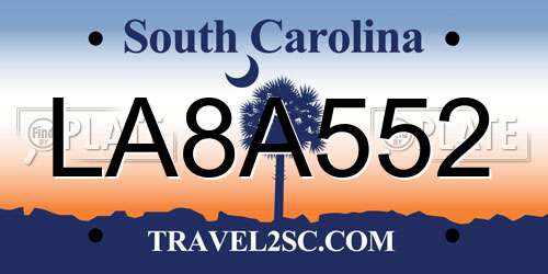 LA8A552 South Carolina License Plate