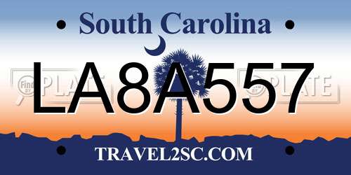 LA8A557 South Carolina License Plate