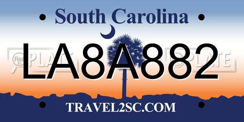 LA8A882 South Carolina License Plate