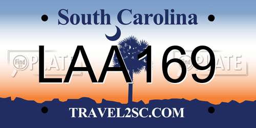 LAA169 South Carolina License Plate