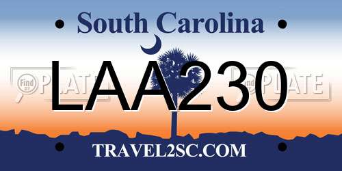 LAA230 South Carolina License Plate