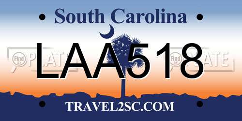 LAA518 South Carolina License Plate