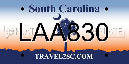 LAA830 South Carolina License Plate