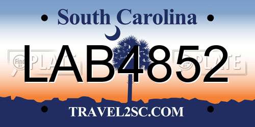LAB4852 South Carolina License Plate