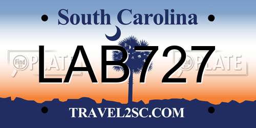 LAB727 South Carolina License Plate